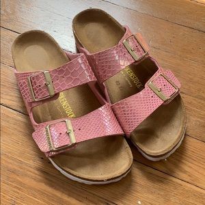 Pink Snakeskin Birkenstocks Barely Worn!